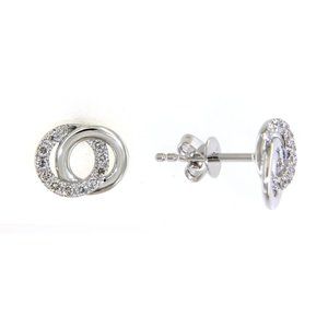 Real Diamond Double Round Style Stud Earrings Fine Jewelry White Gold
